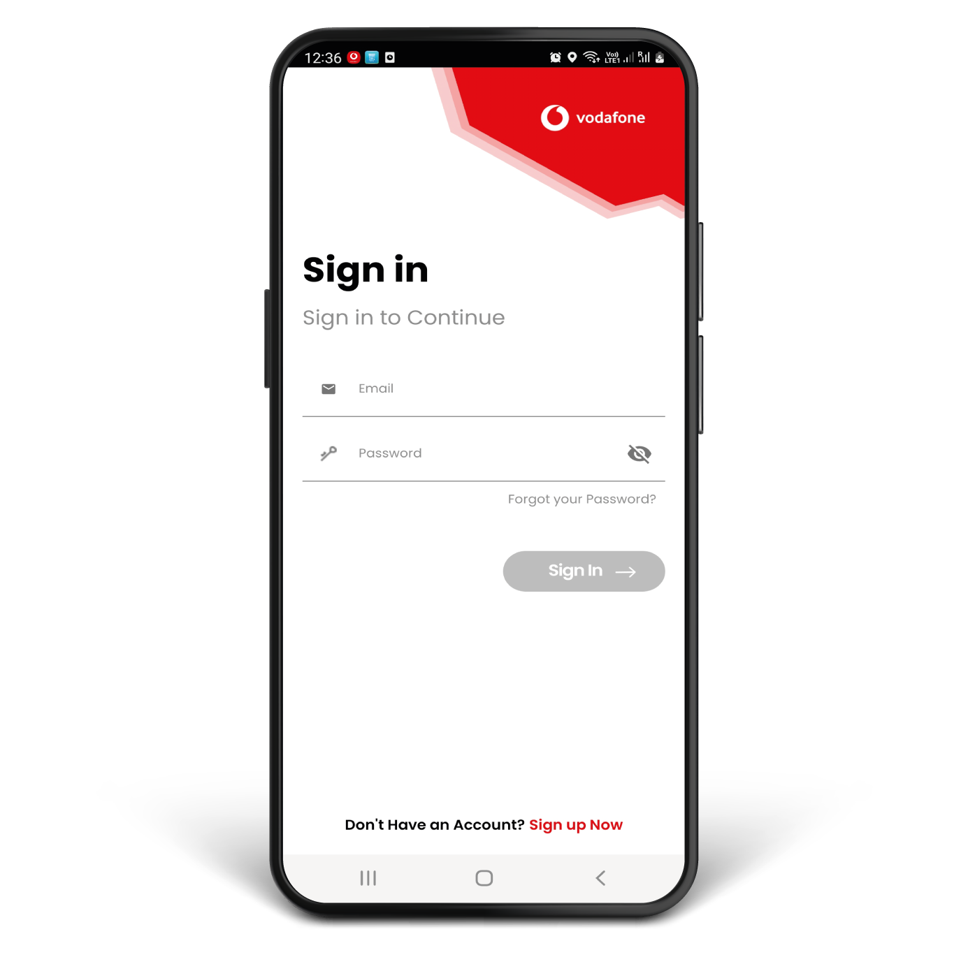 Vodafone Qatar Sign In Form for Smart Tracker
